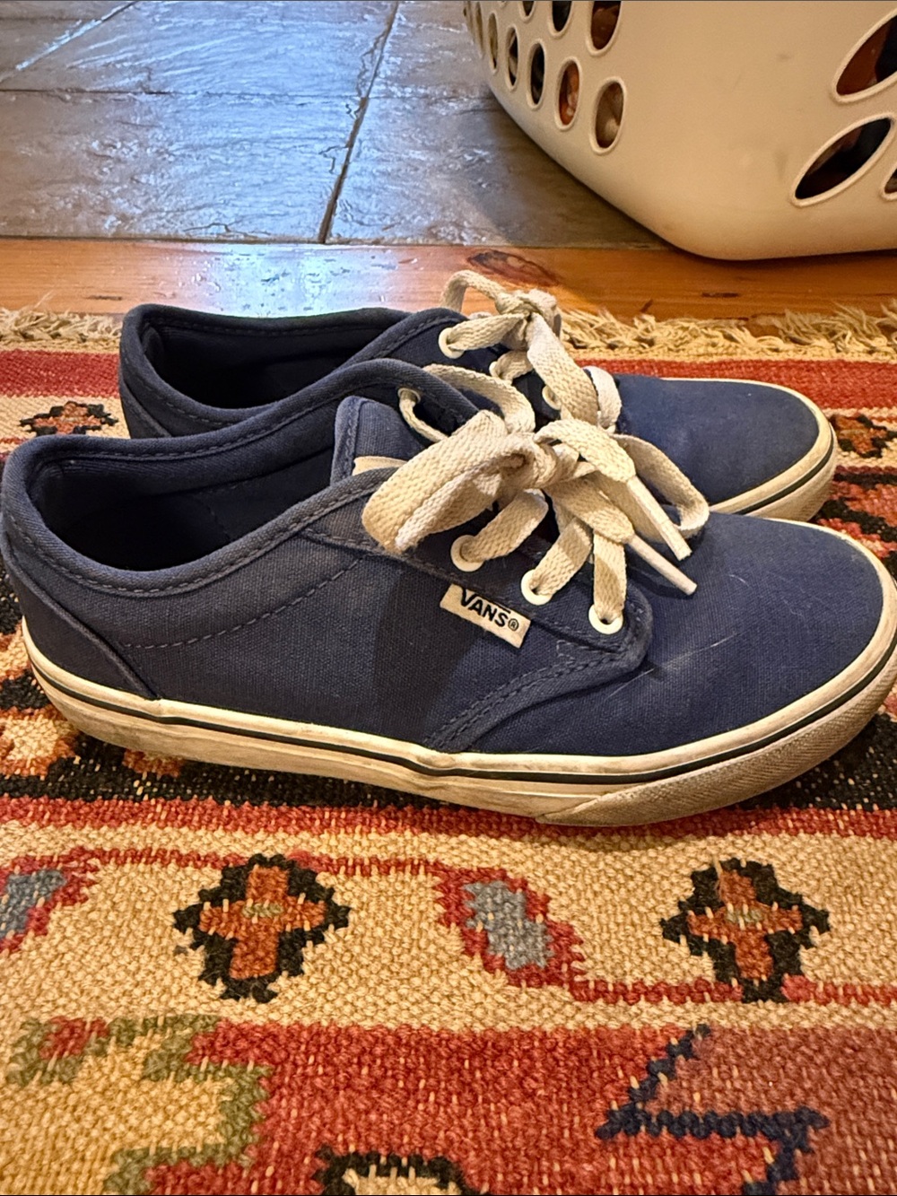 Vans Blue Canvas Low-Top Sneakers with White Laces